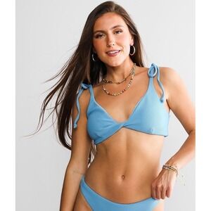 Dippin Daisys Zuma Swim Bikini Top Tides Blue Ribbed NWOT Size S‎